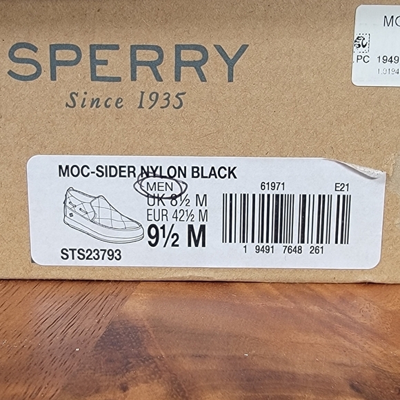NEW Sperry Moc-Sider Nylon Black Quilted Slip-On Shoes Loafers Mens Size 9.5 - Picture 16 of 17